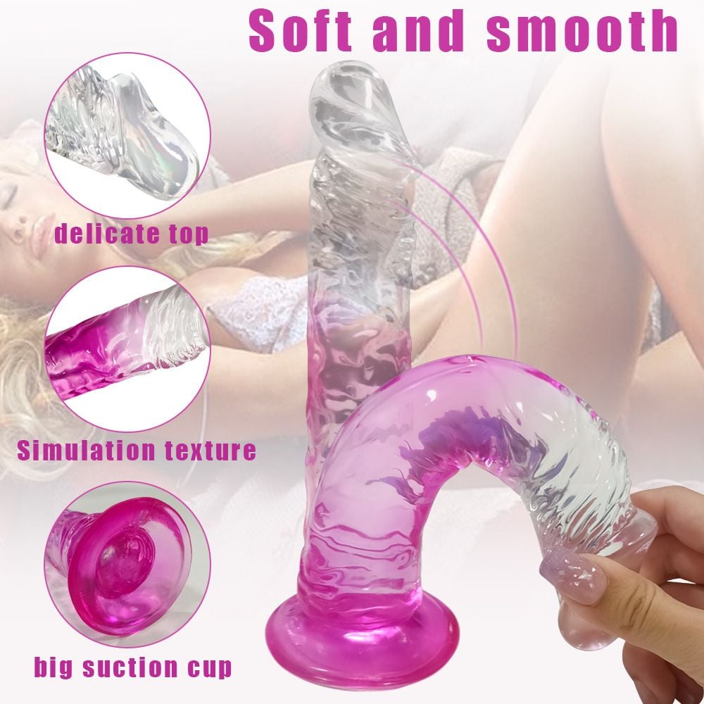  Dương Vật Dính Tường Dildo Silicone Trong Suốt 