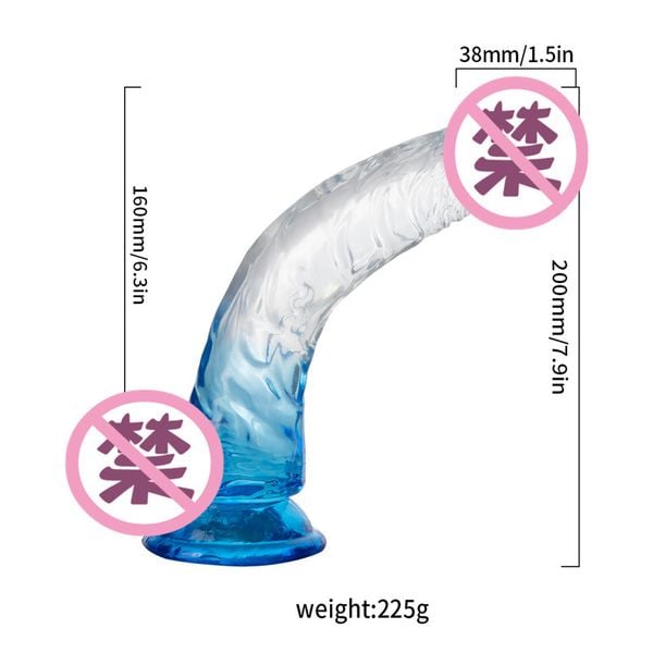 Dương Vật Dính Tường Dildo Silicone Trong Suốt