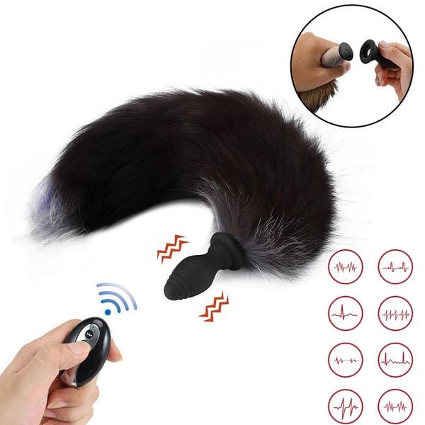 Đuôi Cáo Silicone Gắn Hậu Môn Rung Đa Chế Độ
