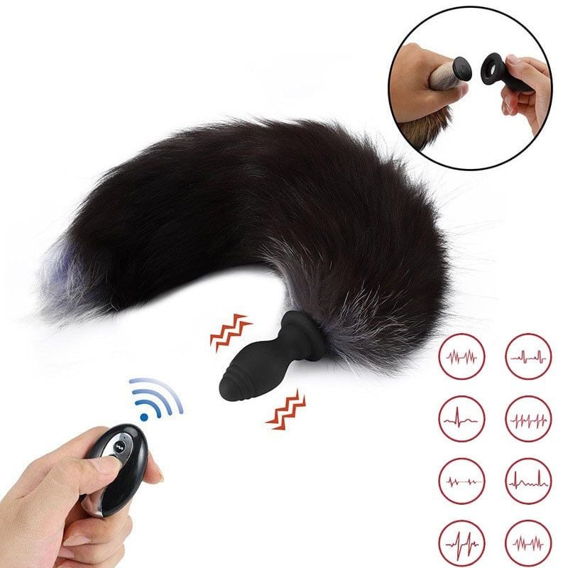  Đuôi Cáo Silicone Gắn Hậu Môn Rung Đa Chế Độ 