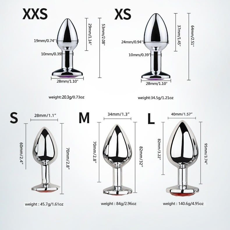  Phích Cắm Hậu Môn Inox Đính Đá Tròn - Đủ Size 
