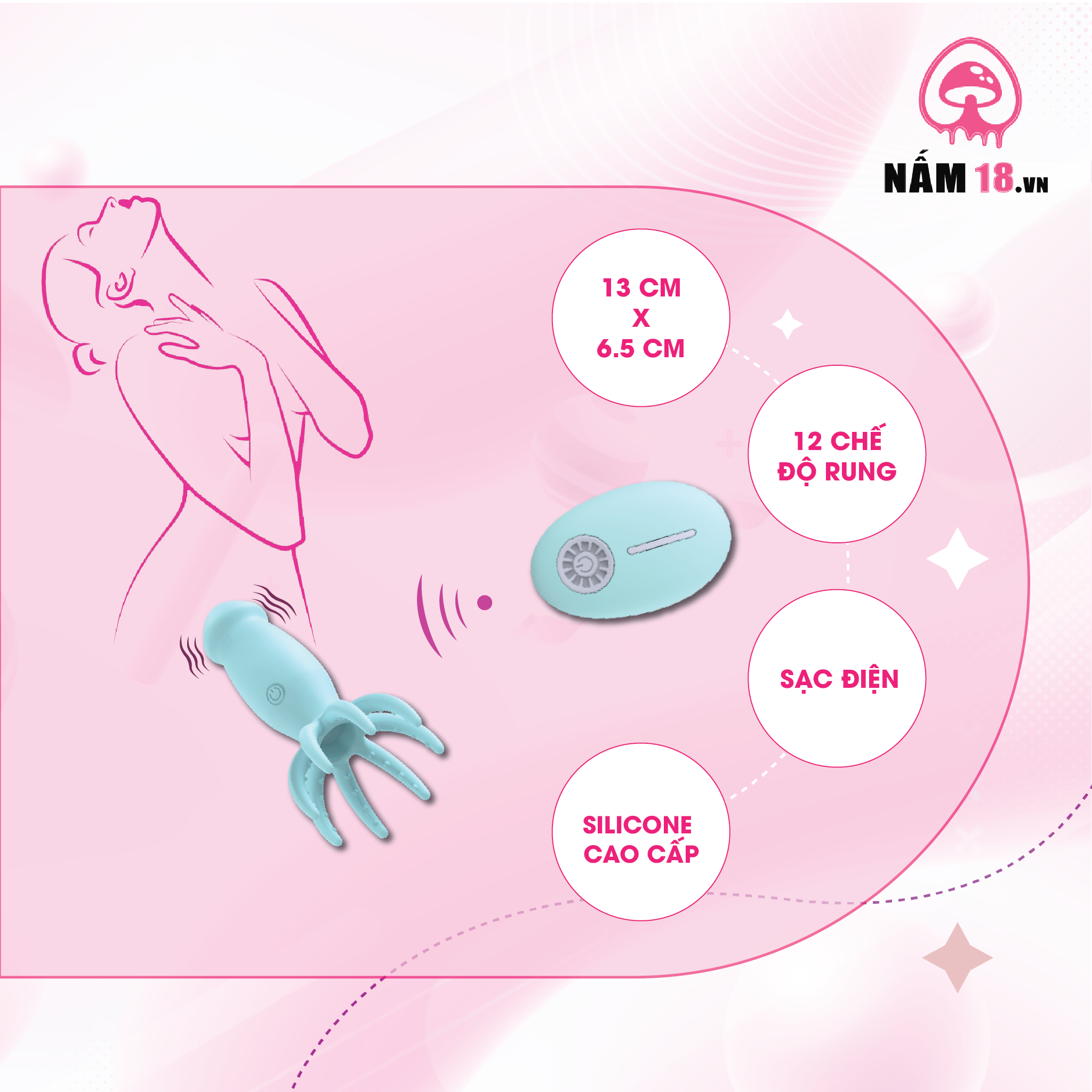  Trứng Rung Bạch Tuộc Octopus 10 Chế Độ Rung 