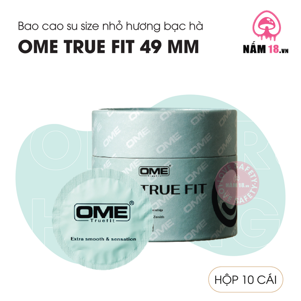 Bao Cao Su Size Nhỏ 49mm Ome True Fit Hương Bạc Hà - Hộp 10 Cái