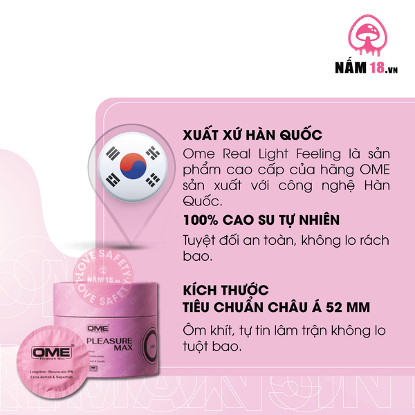 Bao Cao Su Kéo Dài Thời Gian Ome Pleasuremax 5in1 - Hộp 10 Cái