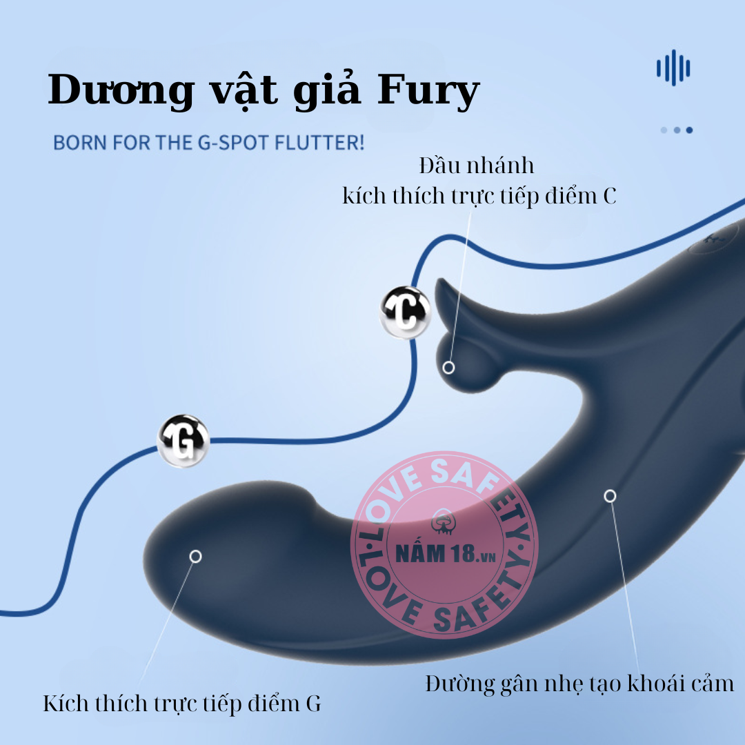  Dương Vật Giả Kissen Fury Có Nhánh 10 Chế Độ Rung 