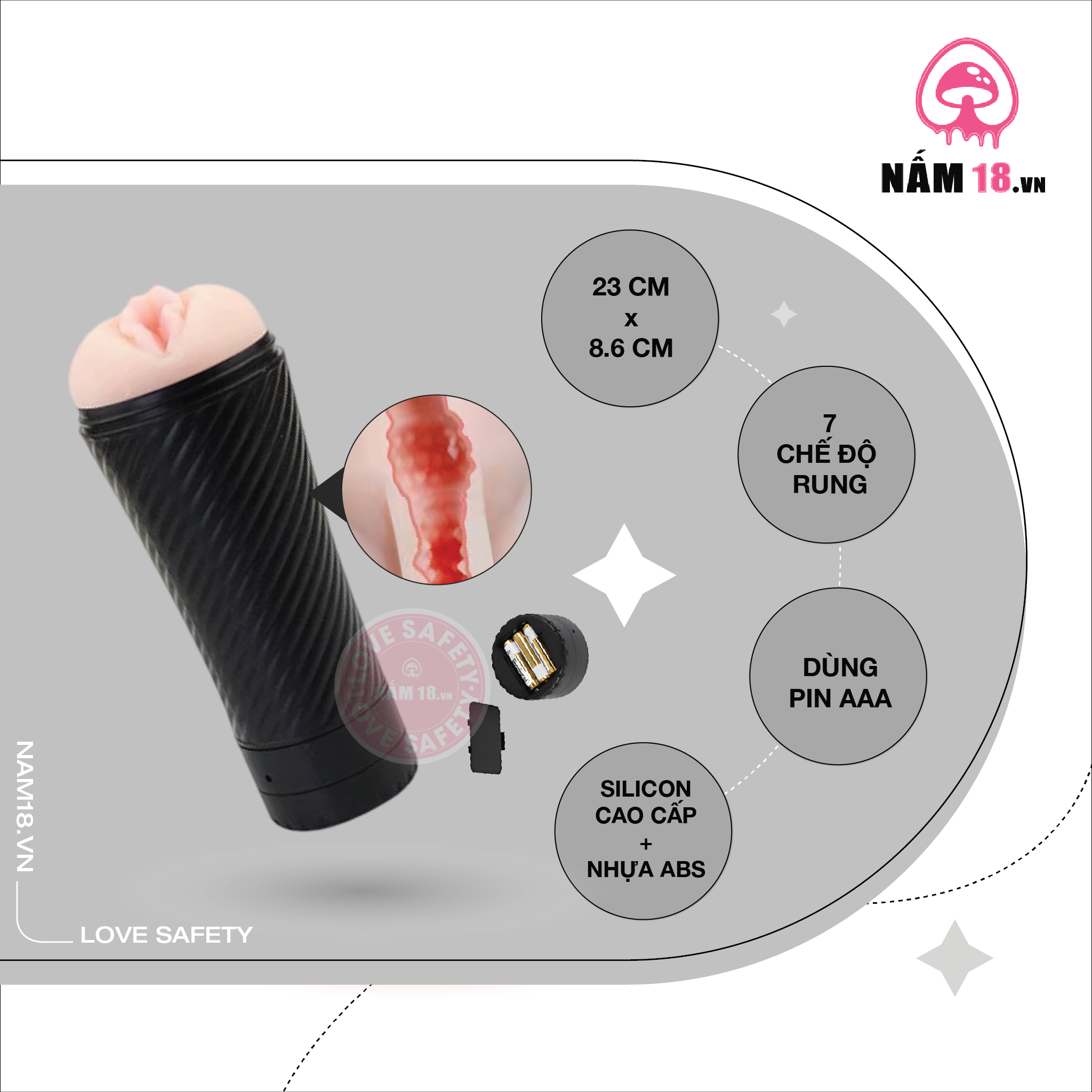  Âm Đạo Giả Pink Pussy Rung Đa Chế Độ 