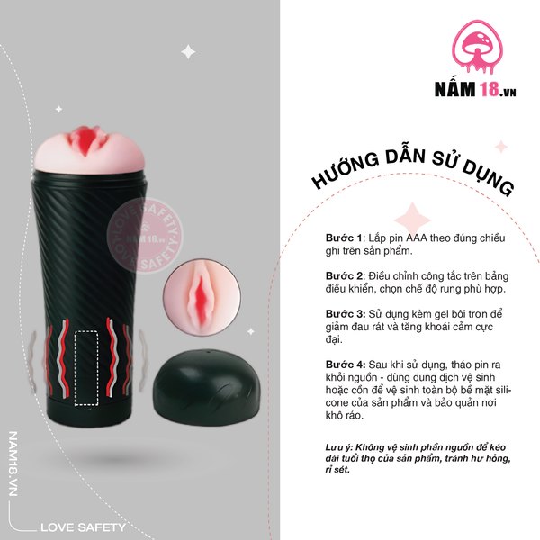 Âm Đạo Giả Pink Pussy Rung Đa Chế Độ