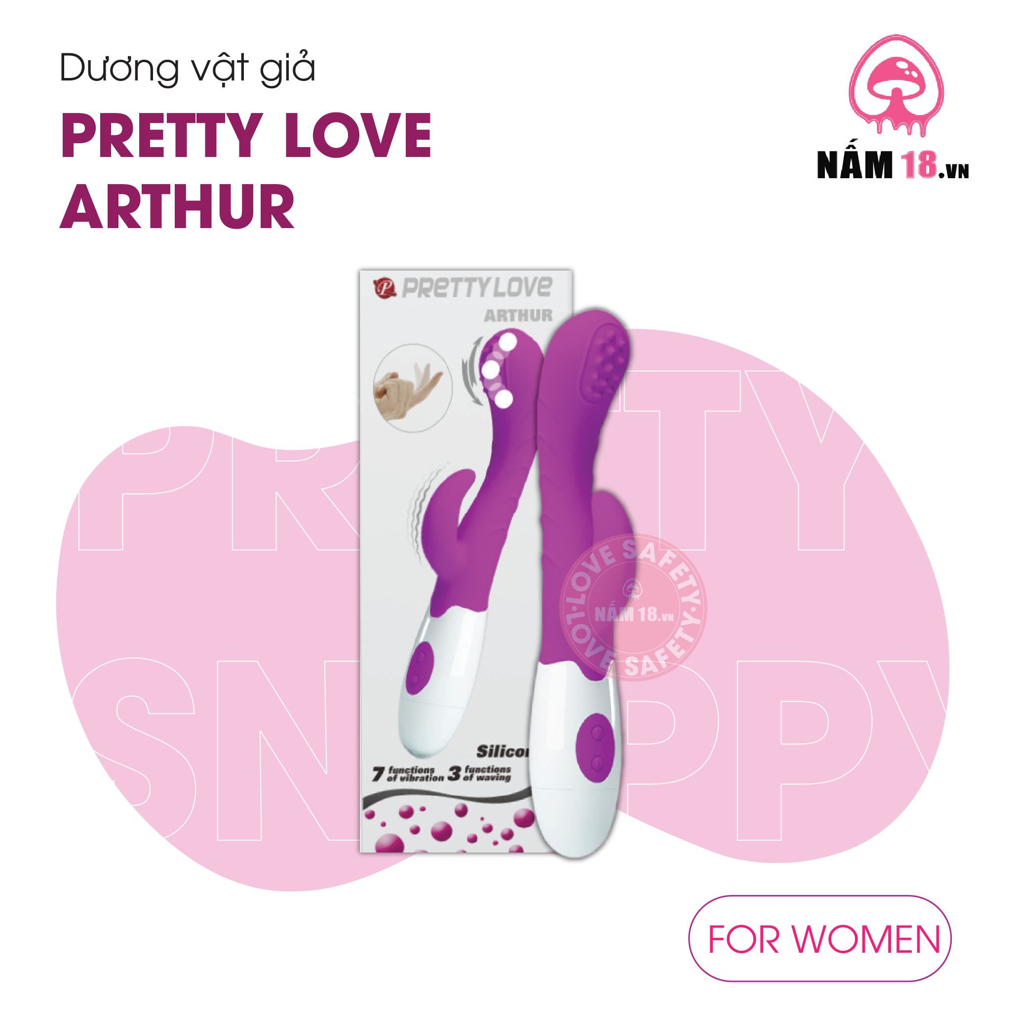  Dương Vật Giả Pretty Love Arthur Đa Chế Độ Rung, Có Nhánh - Dùng Pin 