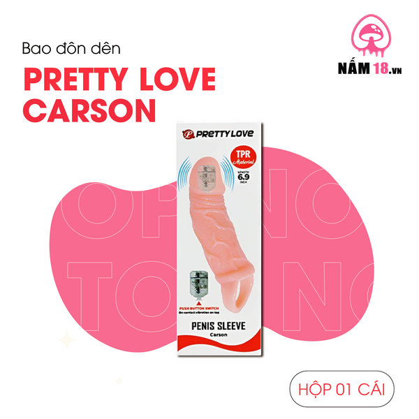 Bao Cao Su Đôn Dên Tăng Kích Thước Pretty Love Carson 6.9" Rung Đầu, Chống Tuột