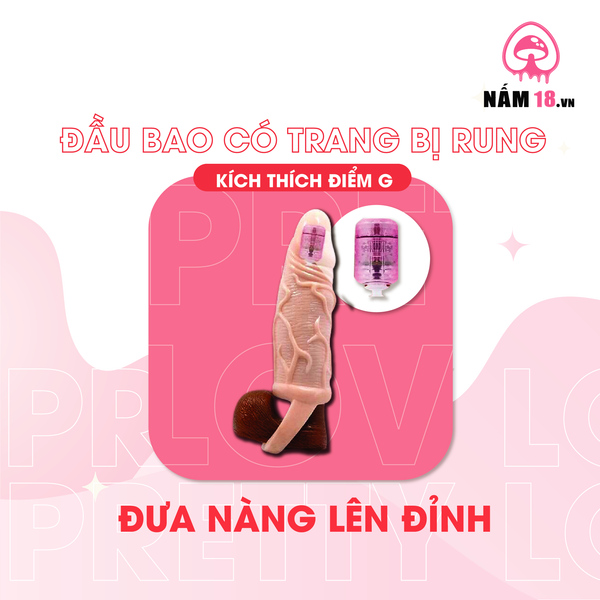 Bao Cao Su Đôn Dên Tăng Kích Thước Pretty Love Carson 6.9" Rung Đầu, Chống Tuột