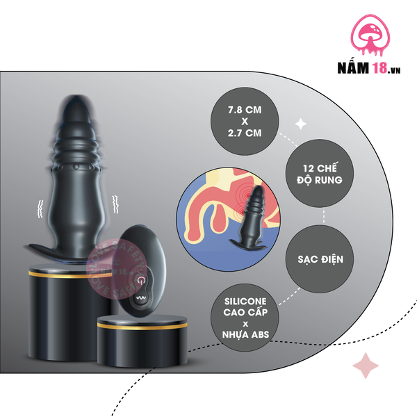  Máy Rung Hậu Môn Prostate Massager 12 Chế Độ Rung 