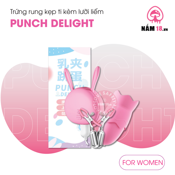 Trứng Rung Kẹp Vú Punch Delight Kèm Lưỡi Liếm Đa Chế Độ - Sạc Điện