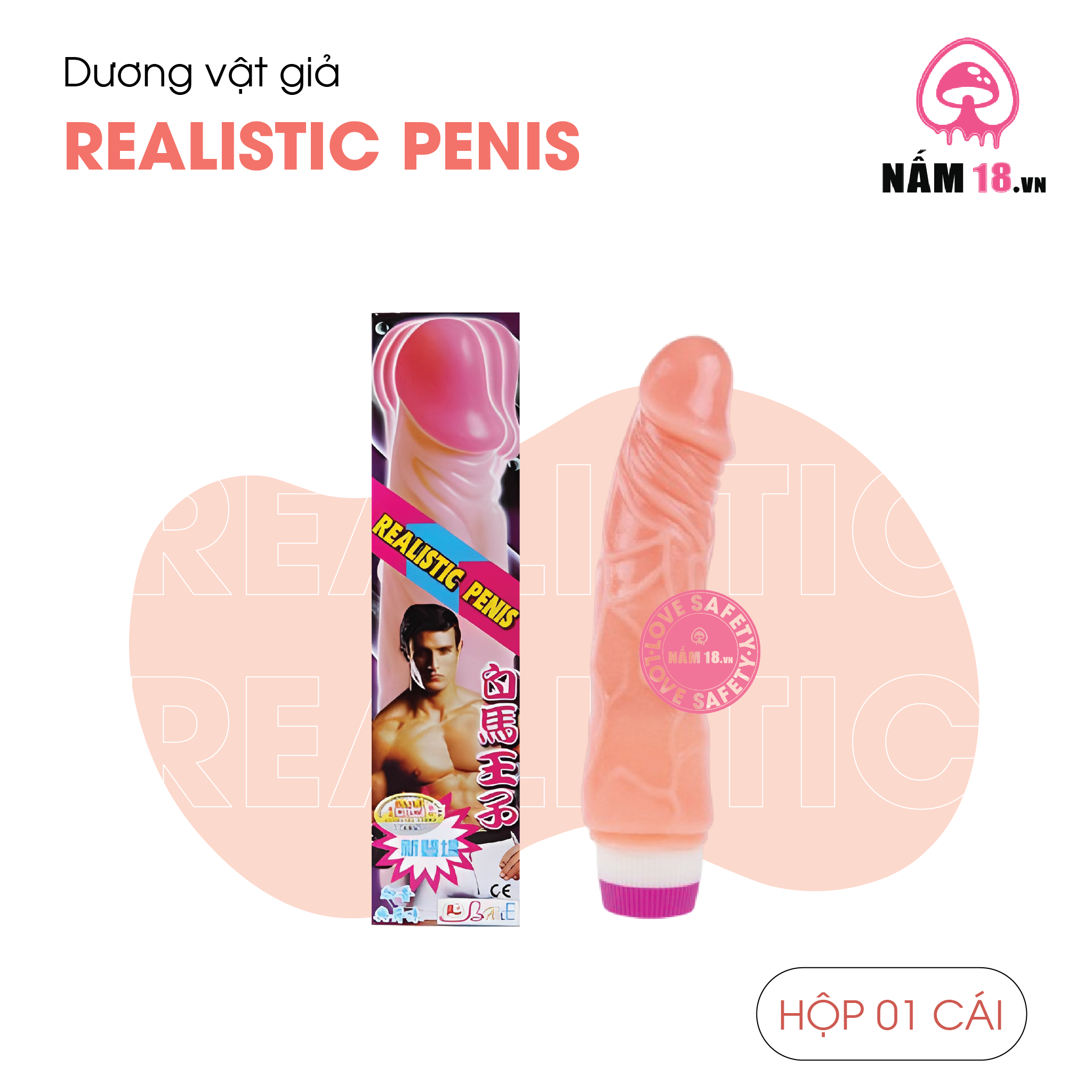  Dương Vật Giả Realistic Penis Đa Tần Số Rung - Dùng Pin 
