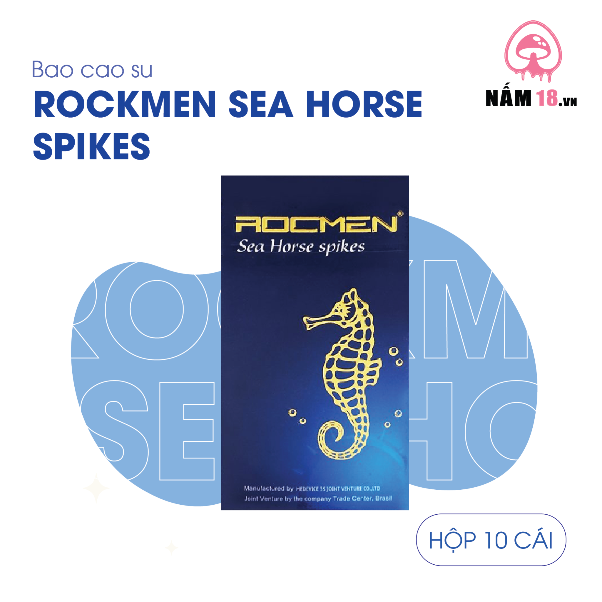  Bao Cao Su Điểm Nổi, Hương Bạc Hà Rocmen Sea Horse Spikes - Hộp 10 Cái 