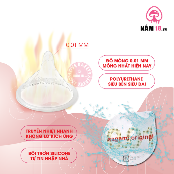 Bao Cao Su Siêu Mỏng Sagami 0.01 - Hộp 5 Cái