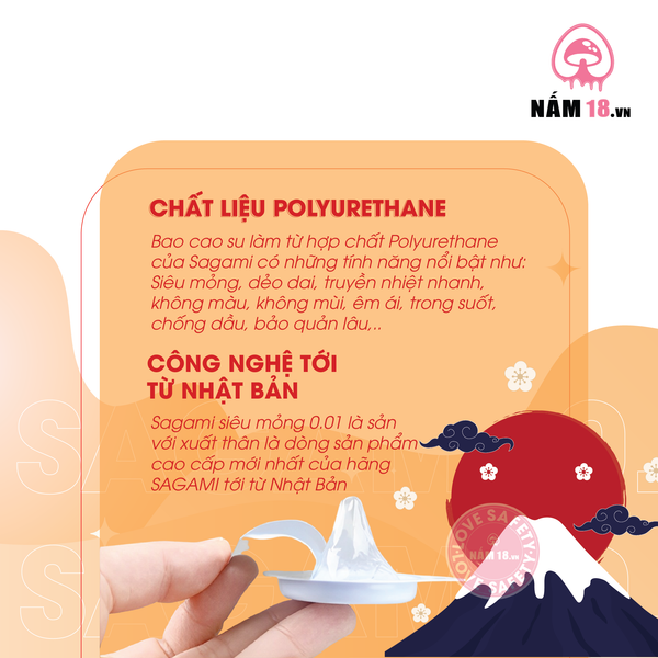 Bao Cao Su Siêu Mỏng Sagami 0.01 - Hộp 1 Cái