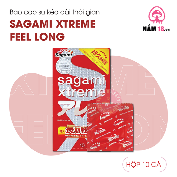 Bao Cao Su Sagami Xtreme Feel Long Kéo Dài Thời Gian, Siêu Điểm Nổi - Hộp 10 Cái