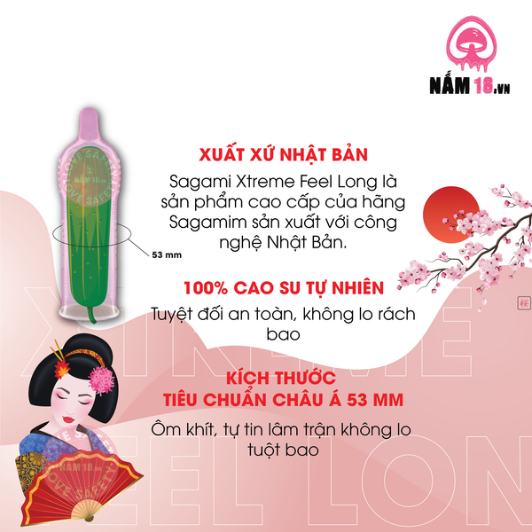 Bao Cao Su Sagami Xtreme Feel Long Kéo Dài Thời Gian, Siêu Điểm Nổi