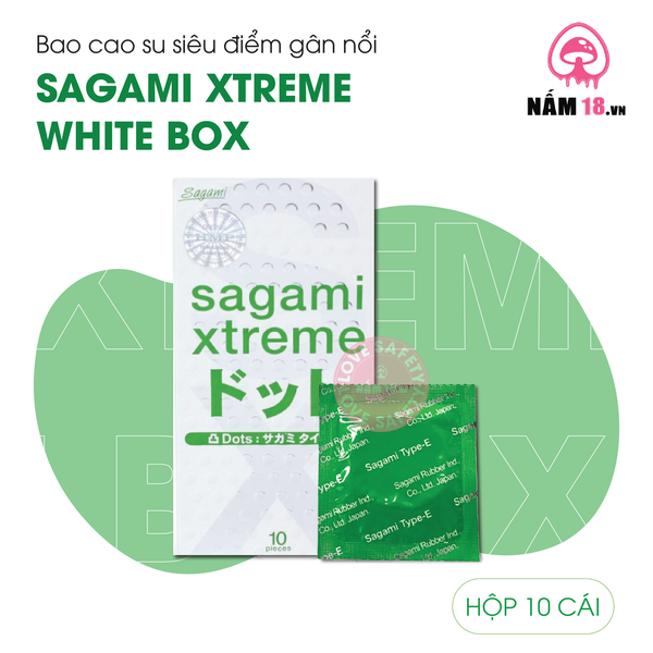 Bao Cao Su Sagami Xtreme White Box Siêu Điểm Gân Nổi - Hộp 10 Cái