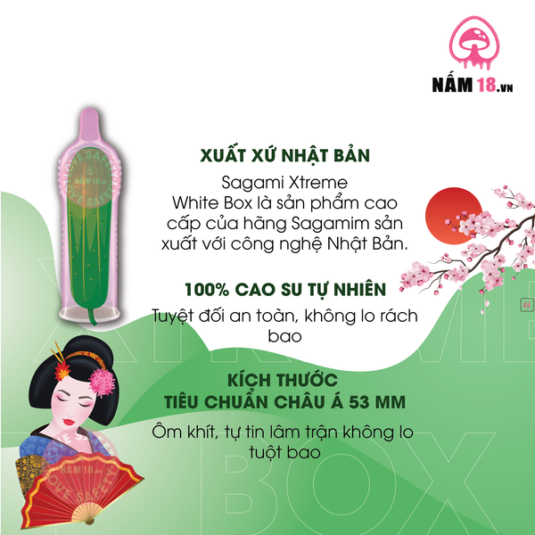Bao Cao Su Sagami Xtreme White Box Siêu Điểm Gân Nổi