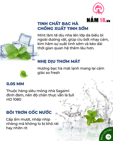 Bao Cao Su Hương Bạc Hà Sagami Xtreme Spearmint Mát Lạnh