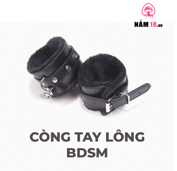 Còng Tay SM Bằng Da Có Lót Lông Mềm BDSM - 1 Cặp