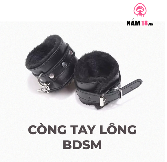  Còng Tay SM Bằng Da Có Lót Lông Mềm BDSM - 1 Cặp 