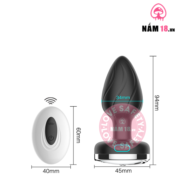  Phích Cắm Hậu Môn Silicone 10 Chế Độ Rung Có Đèn Led 