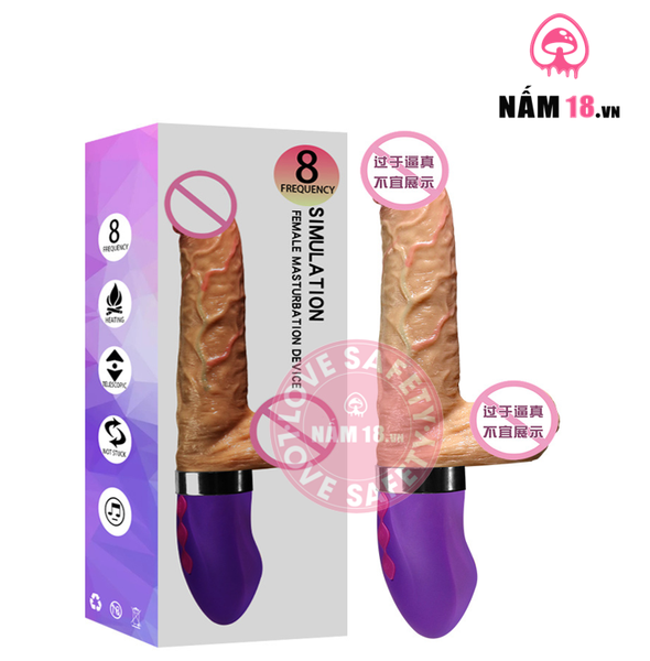  Dương Vật Giả Simulation Tỏa Nhiệt 8 Chế Độ Rung Thụt 