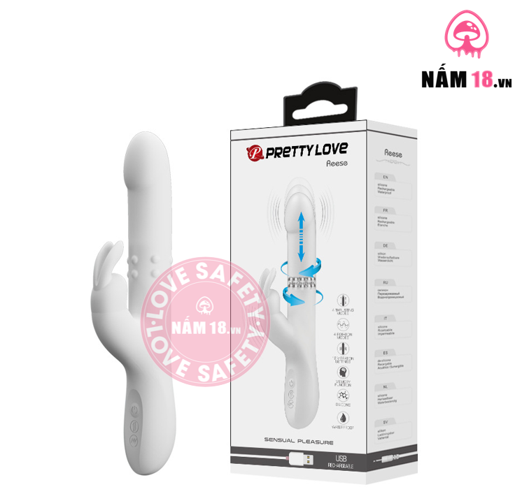  Dương Vật Giả Pretty Love Reesen 12 Chế Độ Rung Thụt 