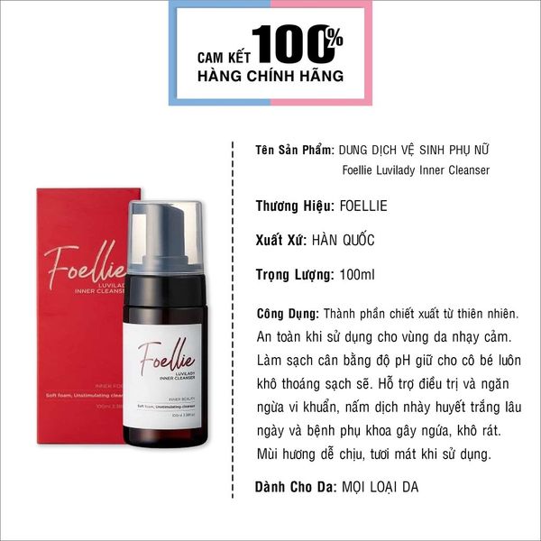 Dung Dịch Vệ Sinh Phụ Nữ Foellie Hương Nước Hoa Dạng Bọt - Chai 100ml