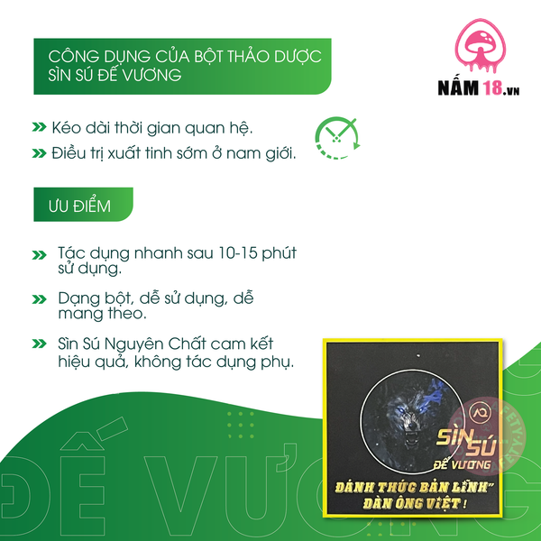  Bột Sìn Sú Đế Vương Nguyên Chất Kéo Dài Thời Gian - Gói 1.5gr 