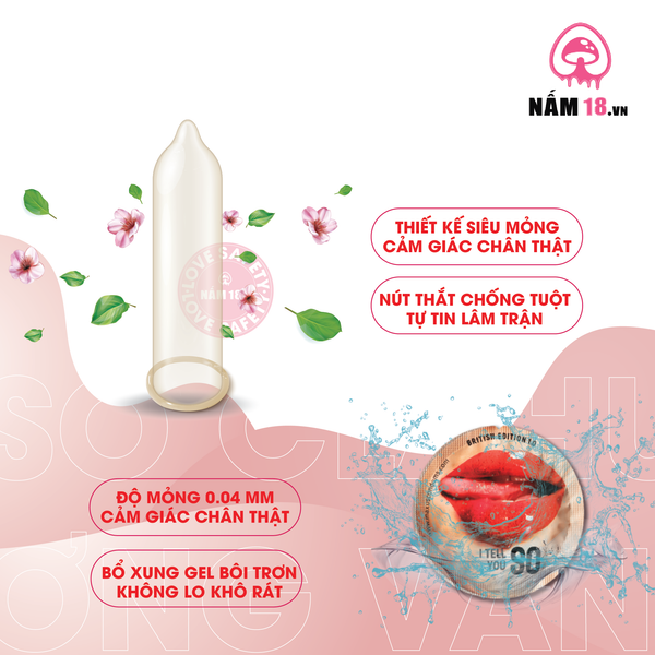 Bao Cao Su Siêu Mỏng SO Classic Hương Vani - Hộp 12 Cái