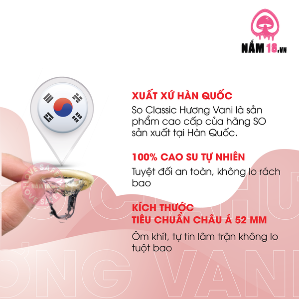 Bao Cao Su Siêu Mỏng SO Classic Hương Vani - Hộp 12 Cái