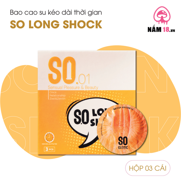 Bao Cao Su Kéo Dài Thời Gian SO Long Shock Hương Nhân Sâm - Hộp 3 Cái