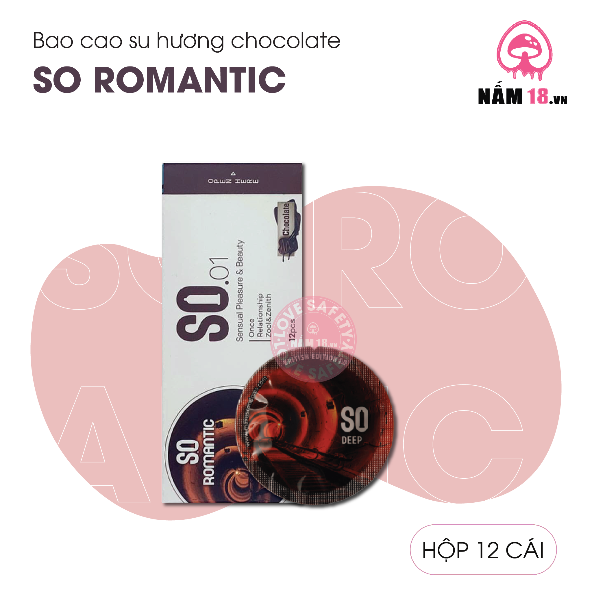  Bao Cao Su Hương Chocolate SO Romantic - Hộp 12 Cái 