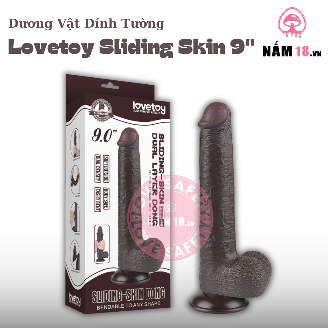  Dương Vật Dính Tường Siêu Mềm Lovetoy Sliding Skin Dong 9.0 