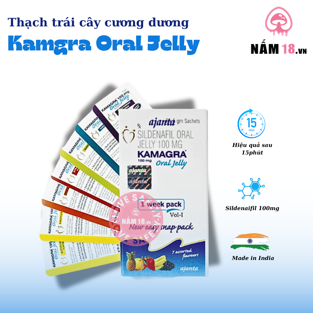  Thạch Tăng Cường Sinh Lý Nam Kamagra 100mg Hương Trái Cây 