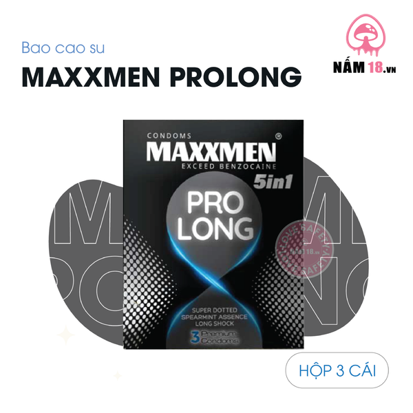 Bao Cao Su Kéo Dài Thời Gian Maxxmen 5in1 ProLong - Hộp 3 Cái