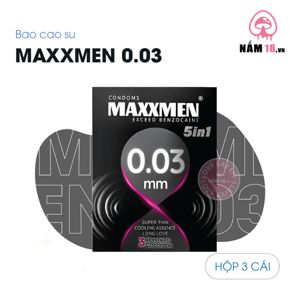 Bao Cao Su Maxxmen 5in1 Siêu Mỏng 0.03mm - Hộp 3 Cái