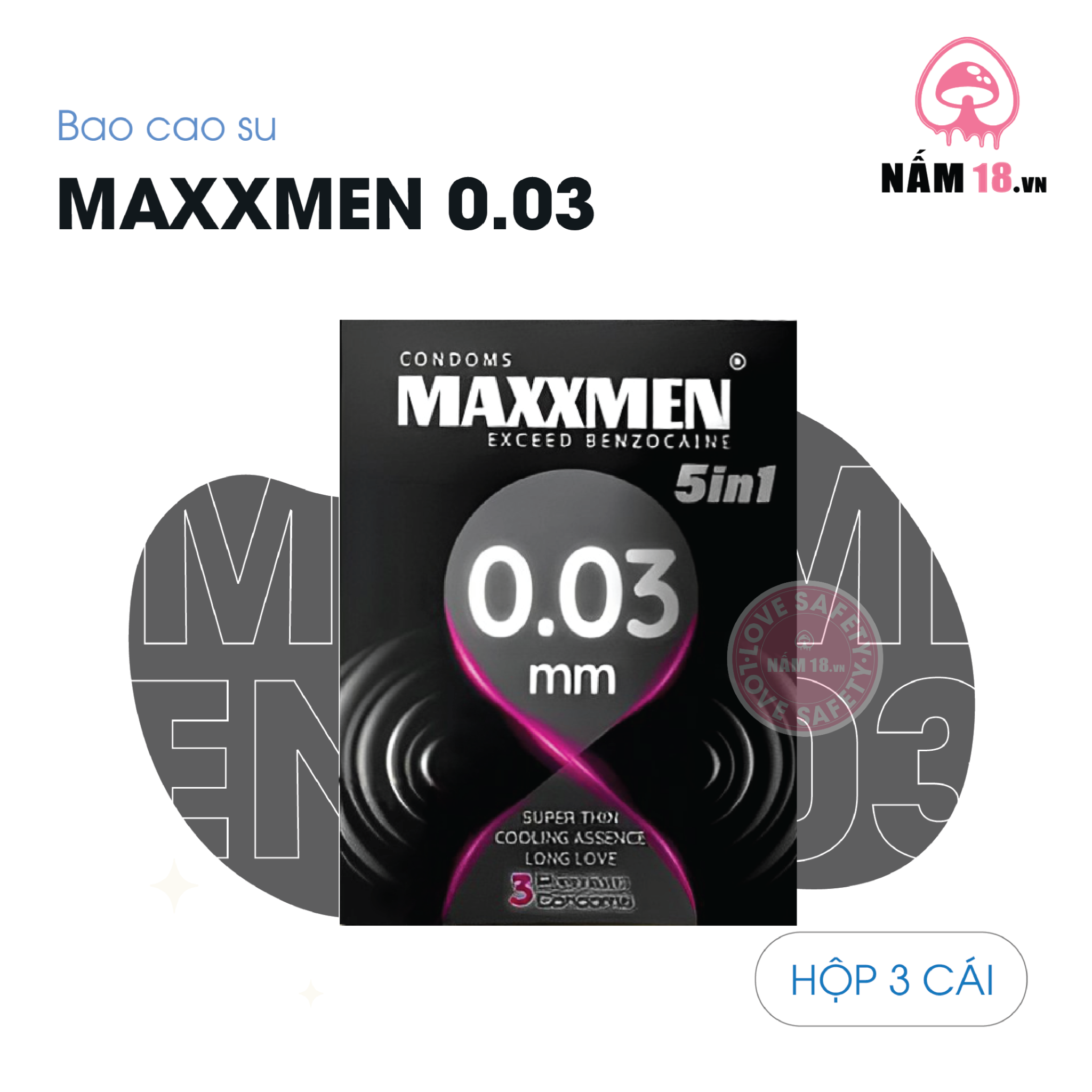  Bao Cao Su Maxxmen 5in1 Siêu Mỏng 0.03mm 