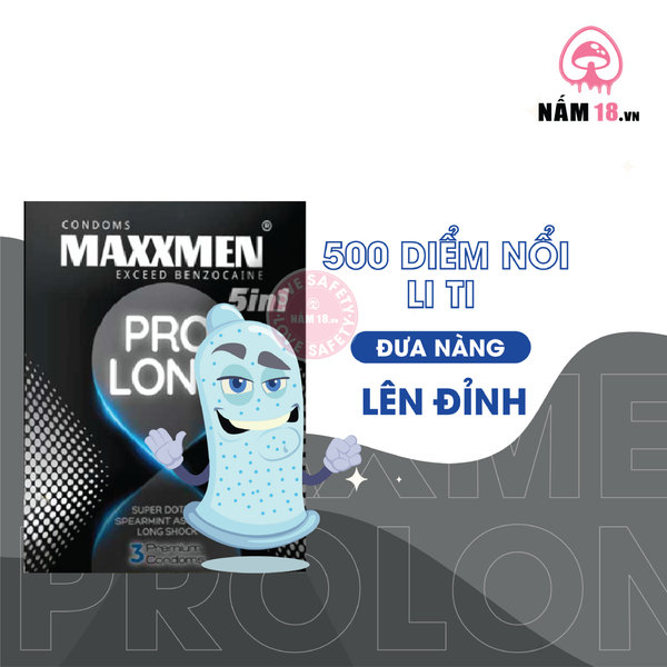 Bao Cao Su Kéo Dài Thời Gian Maxxmen 5in1 ProLong - Hộp 3 Cái