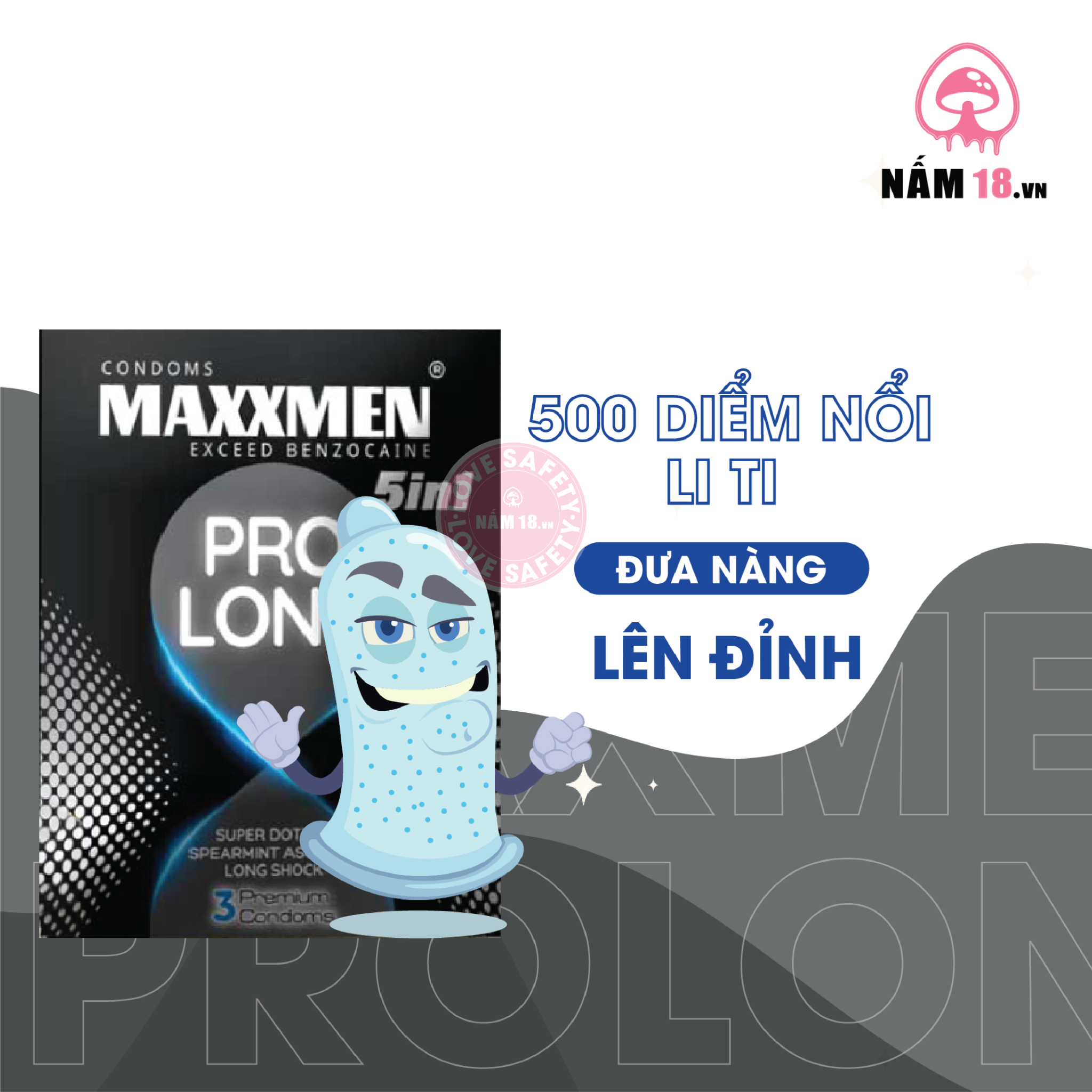  Bao Cao Su Kéo Dài Thời Gian Maxxmen 5in1 ProLong - Hộp 3 Cái 