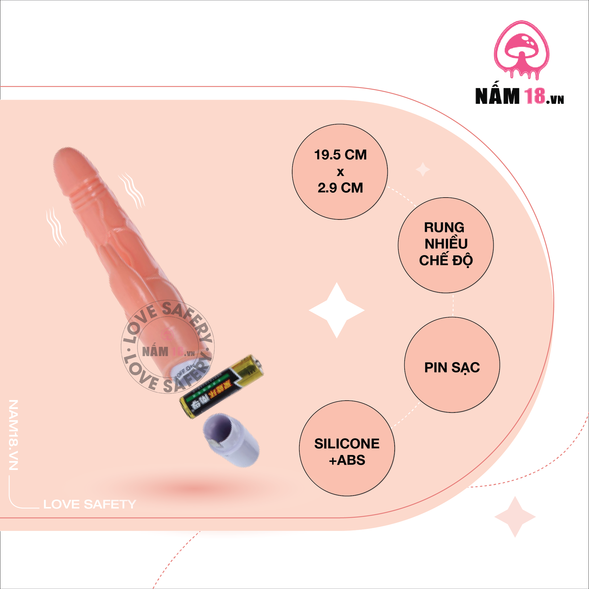  Dương Vật Giả Vibrator Baile Rung Đa Tần Số - Dùng Pin 