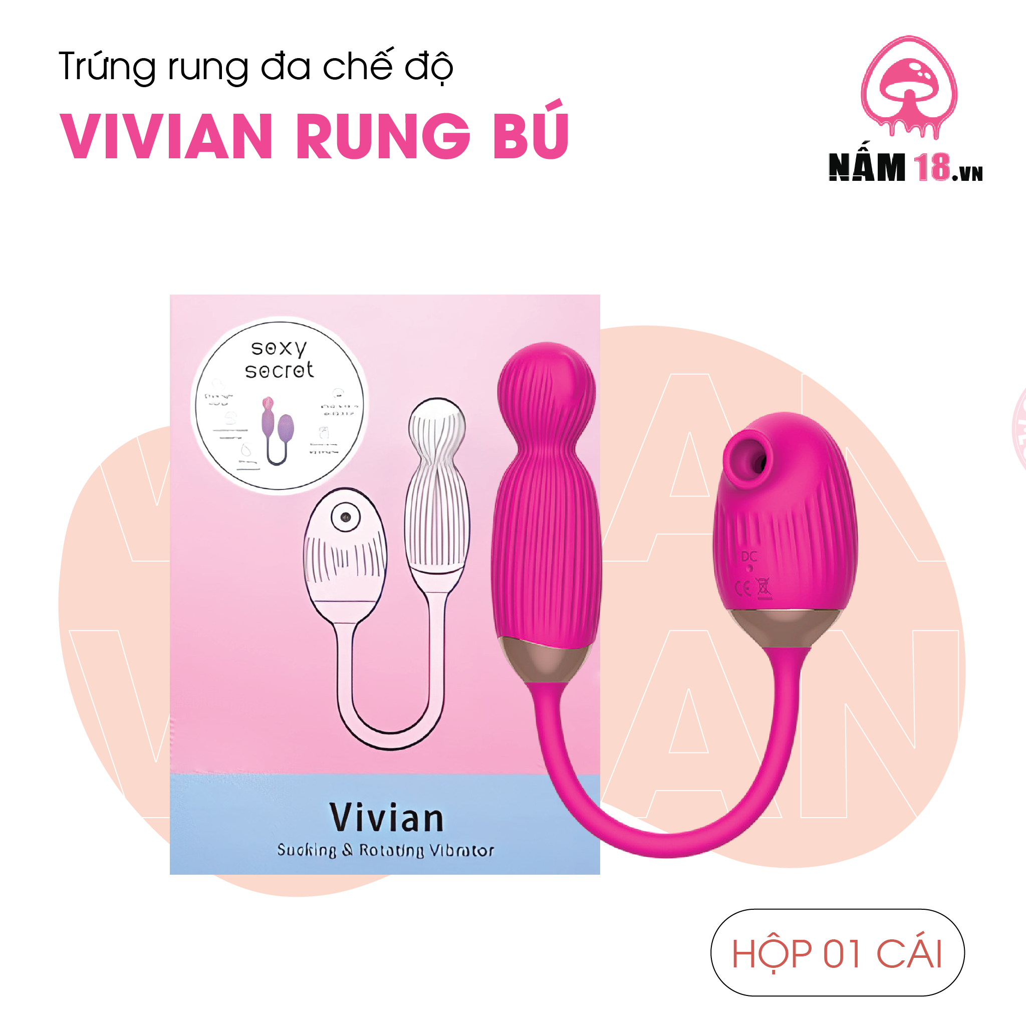  Trứng Rung Cao Cấp Vivian Rung Bú Đa Chế Độ - Sạc Điện 