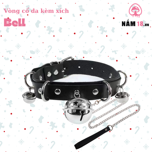 Vòng Cổ Da Bell Kèm Xích - Đồ Chơi BDSM