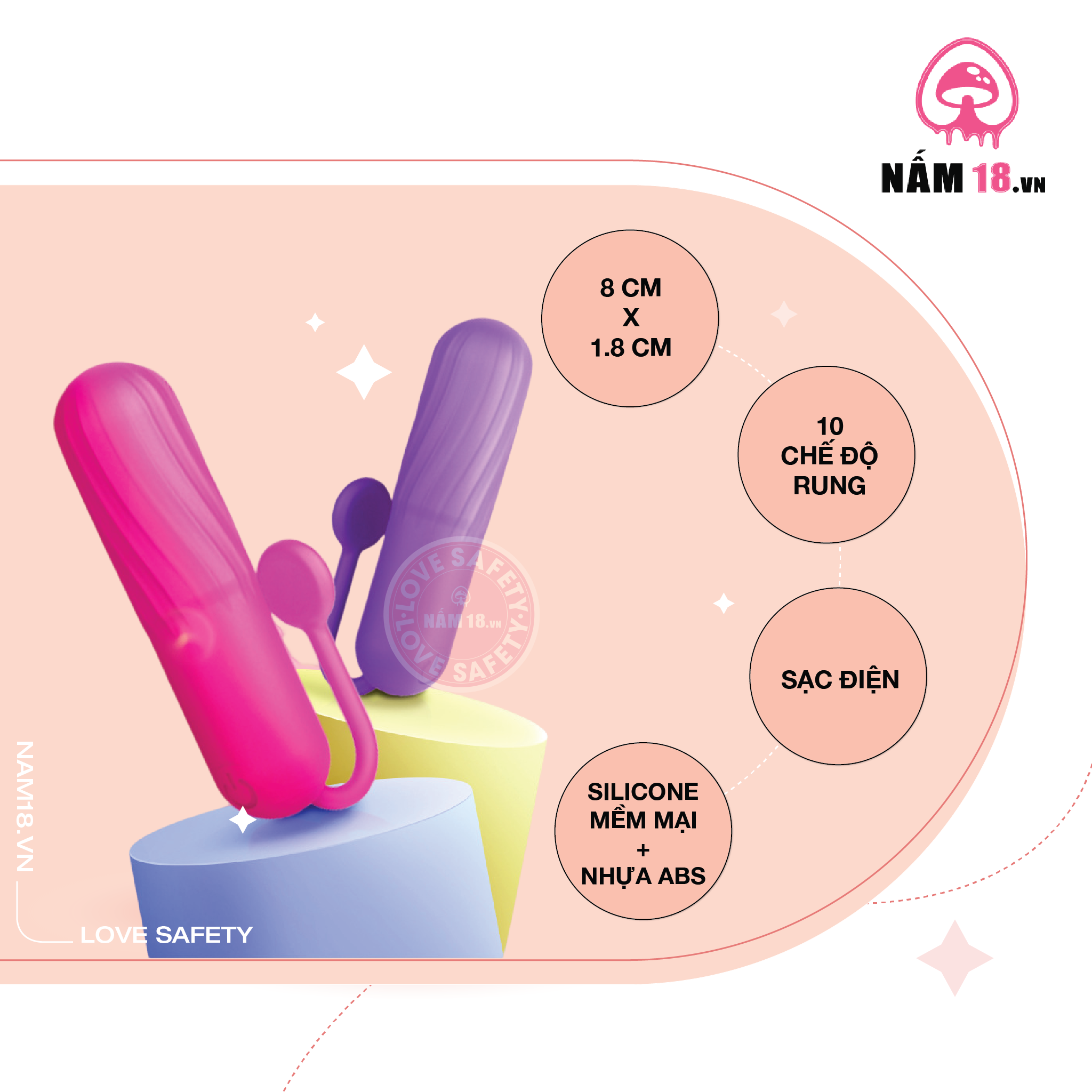  Trứng Rung Hình Viên Đạn Yeain Vibrator 10 Chế Độ Rung 