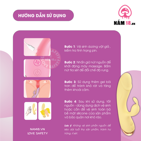 Dương Vật Giả Yeain Vibrator Có Nhánh 10 Chế Độ Rung - Sạc Điện