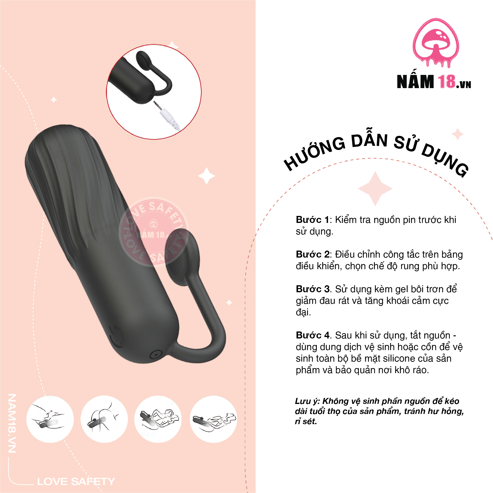  Trứng Rung Hình Viên Đạn Yeain Vibrator 10 Chế Độ Rung 