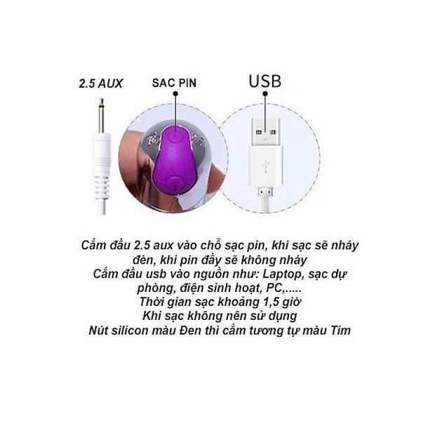 Dây Cáp Sạc Máy Rung USB DC 2.5 Aux